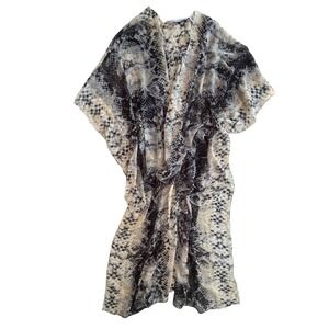 Michael Stars Women's OS‎ Tan Snakeskin Print Kimono Duster Cover Up Lightweight
